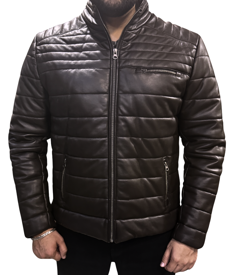 MENS PUFFER SHEEP LEATHER JACKET