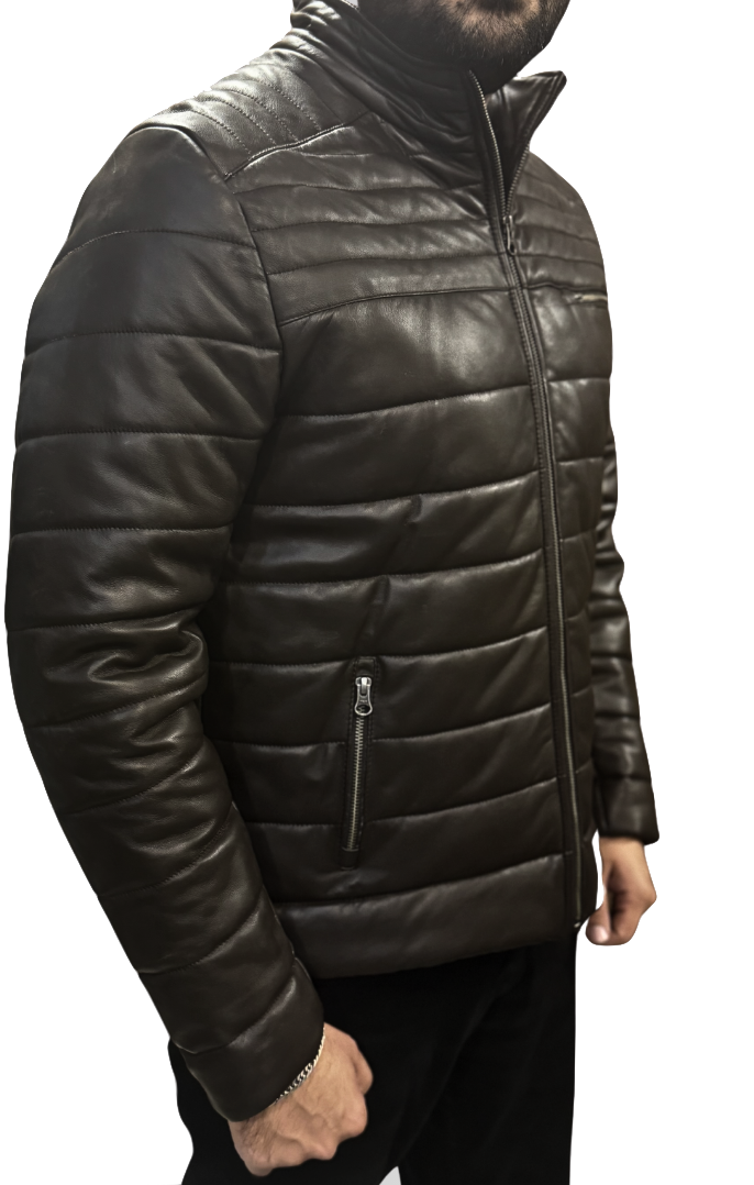 MENS PUFFER SHEEP LEATHER JACKET