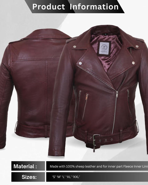 Geniune Leather Jacket for Women| Motorcycle Leather Jacket with Waist Belt