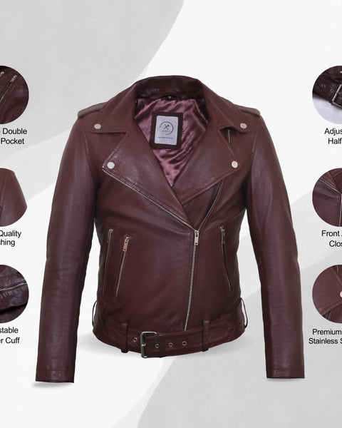 Geniune Leather Jacket for Women| Motorcycle Leather Jacket with Waist Belt