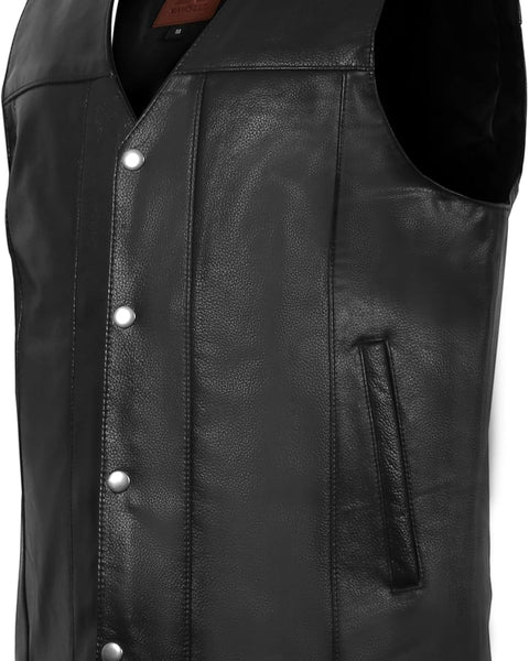 Classic Cow Leather Black Motorcycle Club leather Vest Anarchy biker