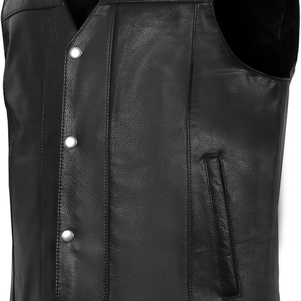 Classic Cow Leather Black Motorcycle Club leather Vest Anarchy biker