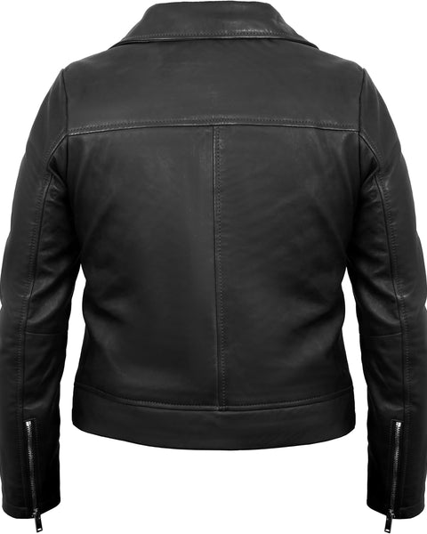 Lightweight Leather Jacket for Women Moto Biker Plus Size Short Coat