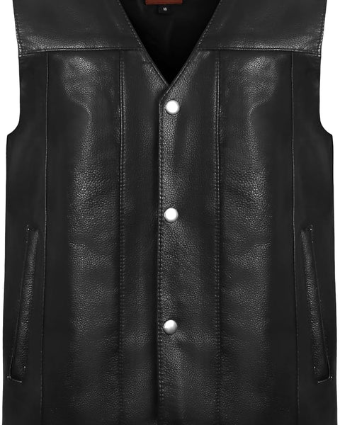 Classic Cow Leather Black Motorcycle Club leather Vest Anarchy biker