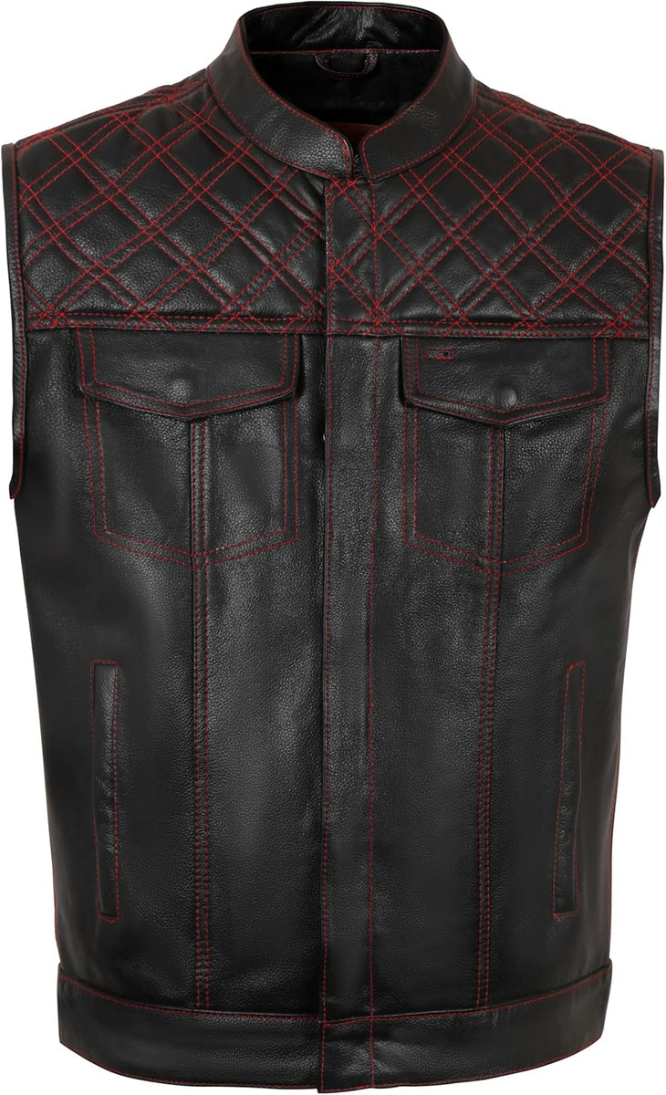 Women Leather Motorcycle Biker Vest Genuine Style Classic Vest- FREE SHIIPING