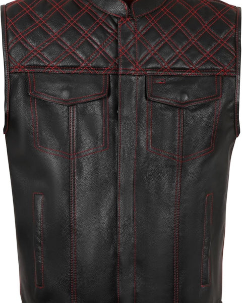 Women Leather Motorcycle Biker Vest Genuine Style Classic Vest- FREE SHIIPING