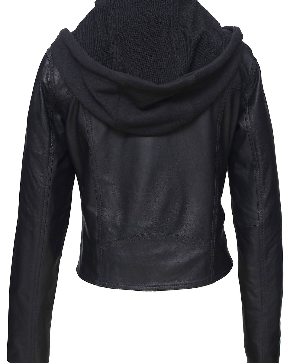 JOLLY HOODED WOMEN LEATHER JACKET