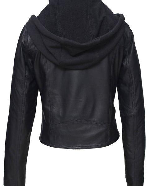 JOLLY HOODED WOMEN LEATHER JACKET