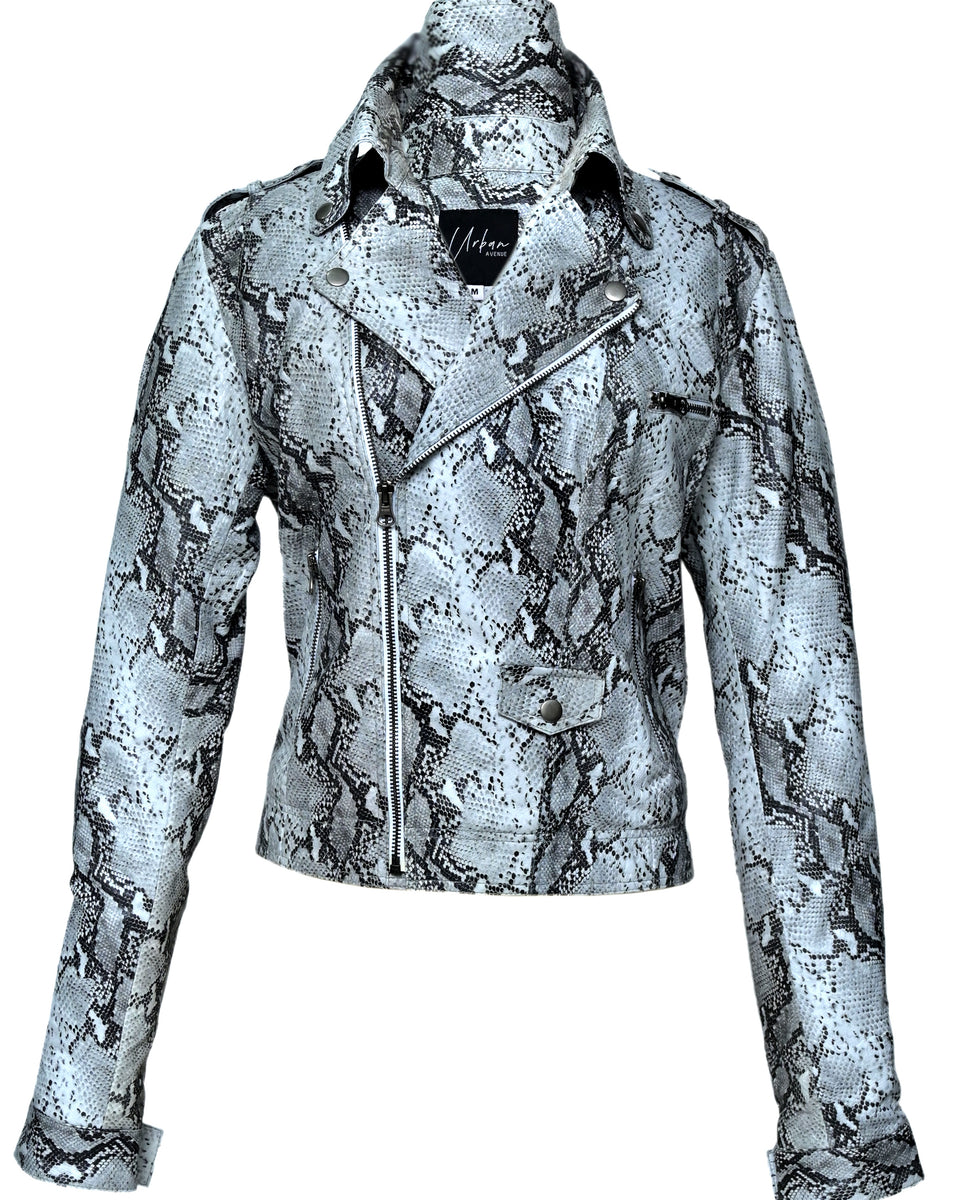 NOVA SNAKE PRINT WOMEN LEATHER JACKET