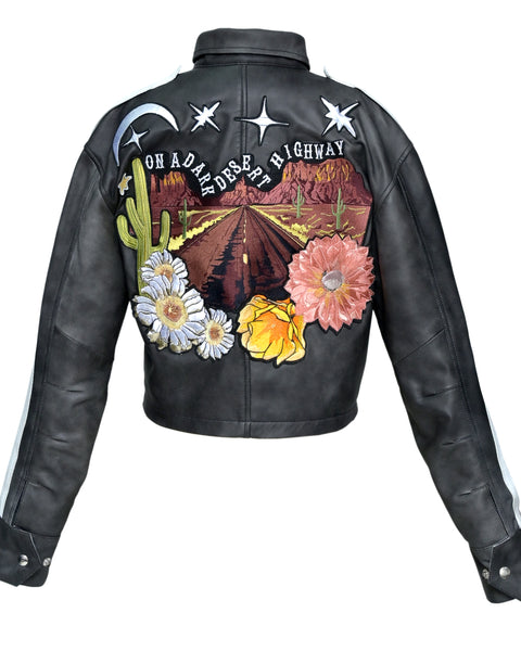 BELLA WOMEN LEATHER JACKET WITH EMBROIDERY