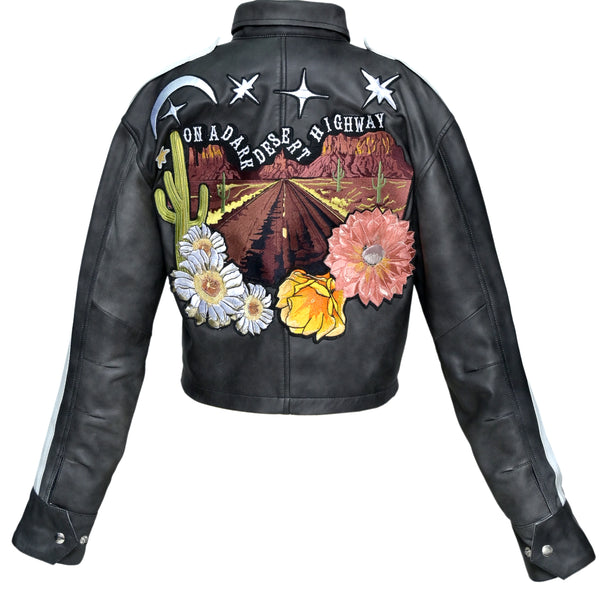 BELLA WOMEN LEATHER JACKET WITH EMBROIDERY