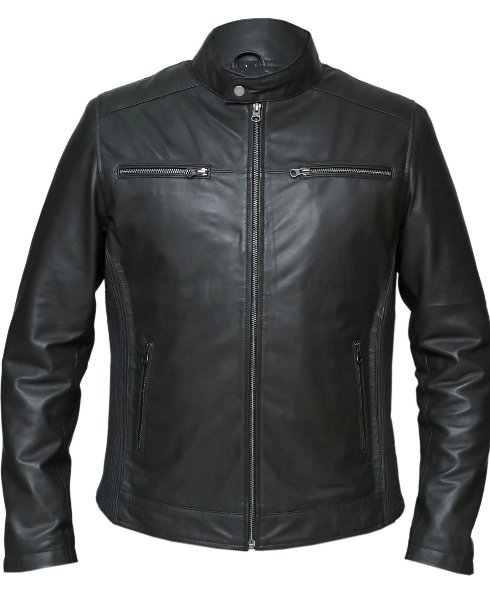 JACK MENS LEATHER JACKET WITH SIDE STRETCH PANEL