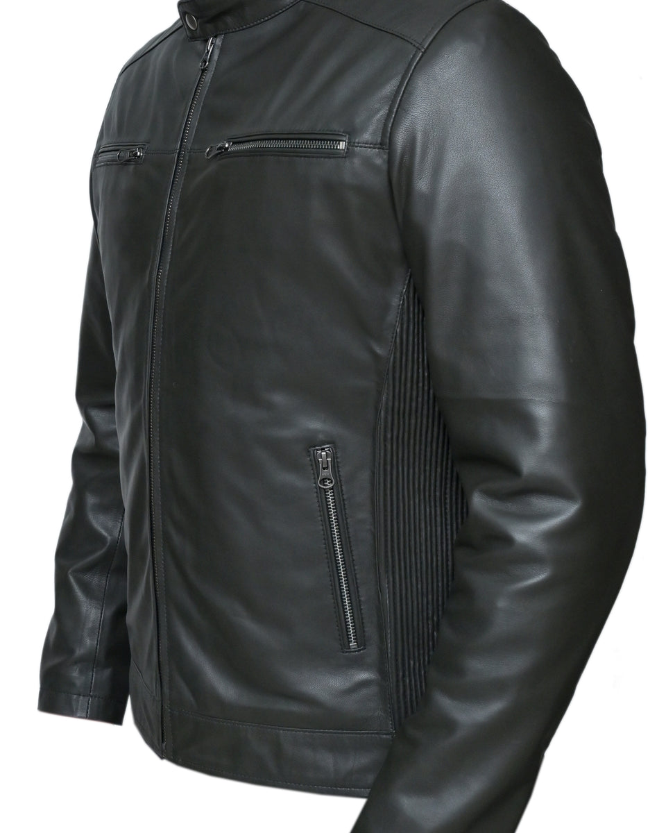 JACK MENS LEATHER JACKET WITH SIDE STRETCH PANEL