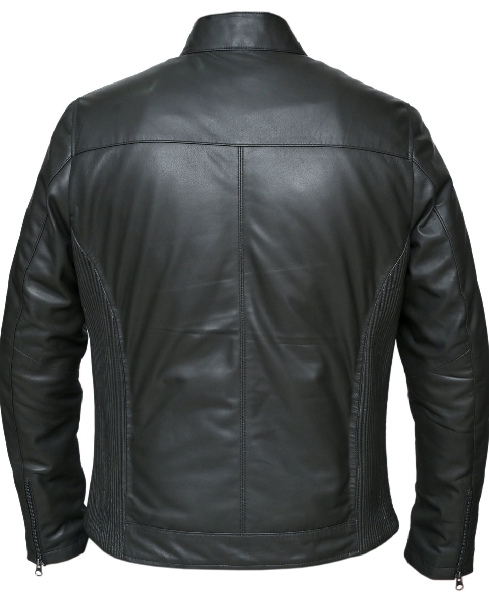 JACK MENS LEATHER JACKET WITH SIDE STRETCH PANEL