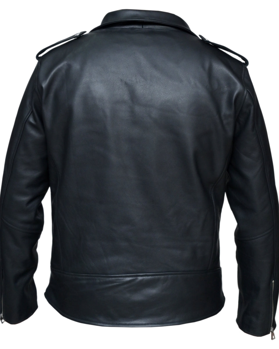 MENS BRENDO BIKER LEATHER JACKET BLACK