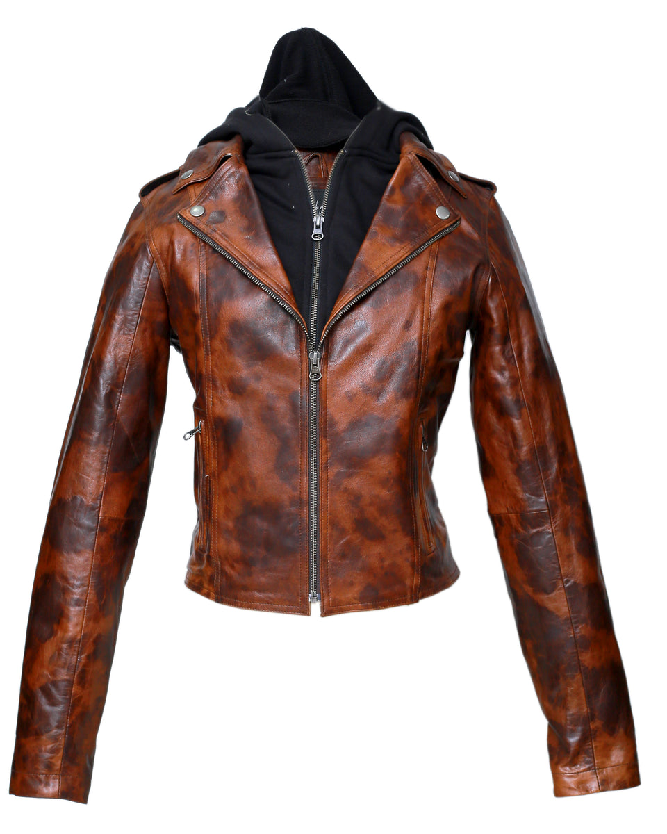 JOLLY WOMEN HOODID LEATHER JACKET