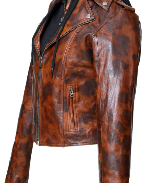 JOLLY WOMEN HOODID LEATHER JACKET