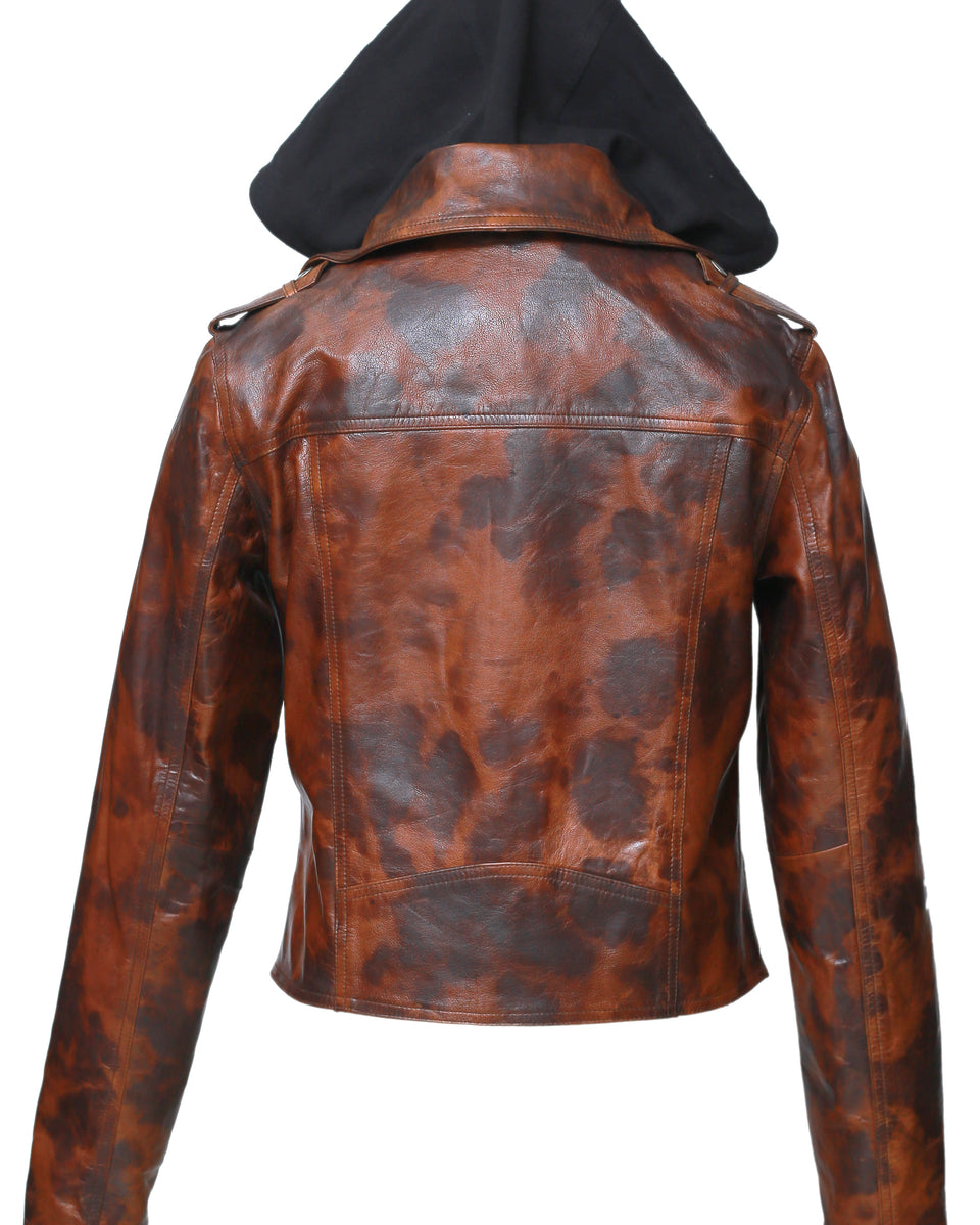 JOLLY WOMEN HOODID LEATHER JACKET