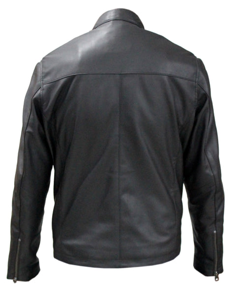 MENS CLASSIC STRIPED LEATHER JACKET