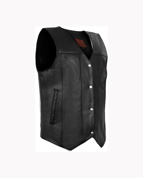 Classic Cow Leather Black Motorcycle Club leather Vest Anarchy biker